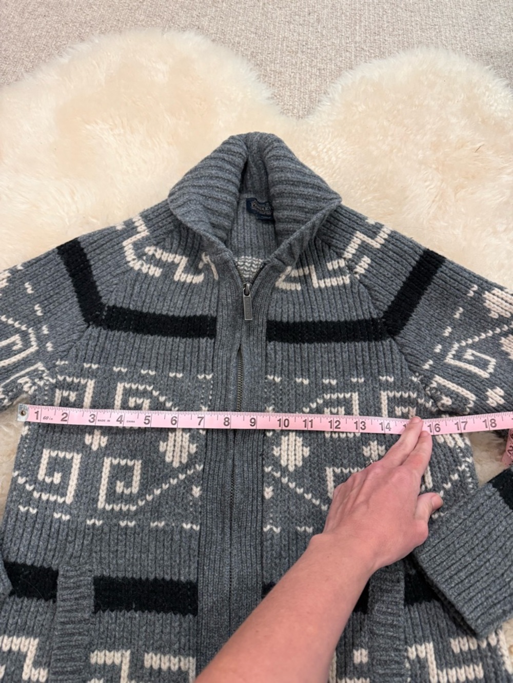 Pendleton westerley wool cardigan women’s grey XS zip front “the dude” sweater - Picture 6 of 8